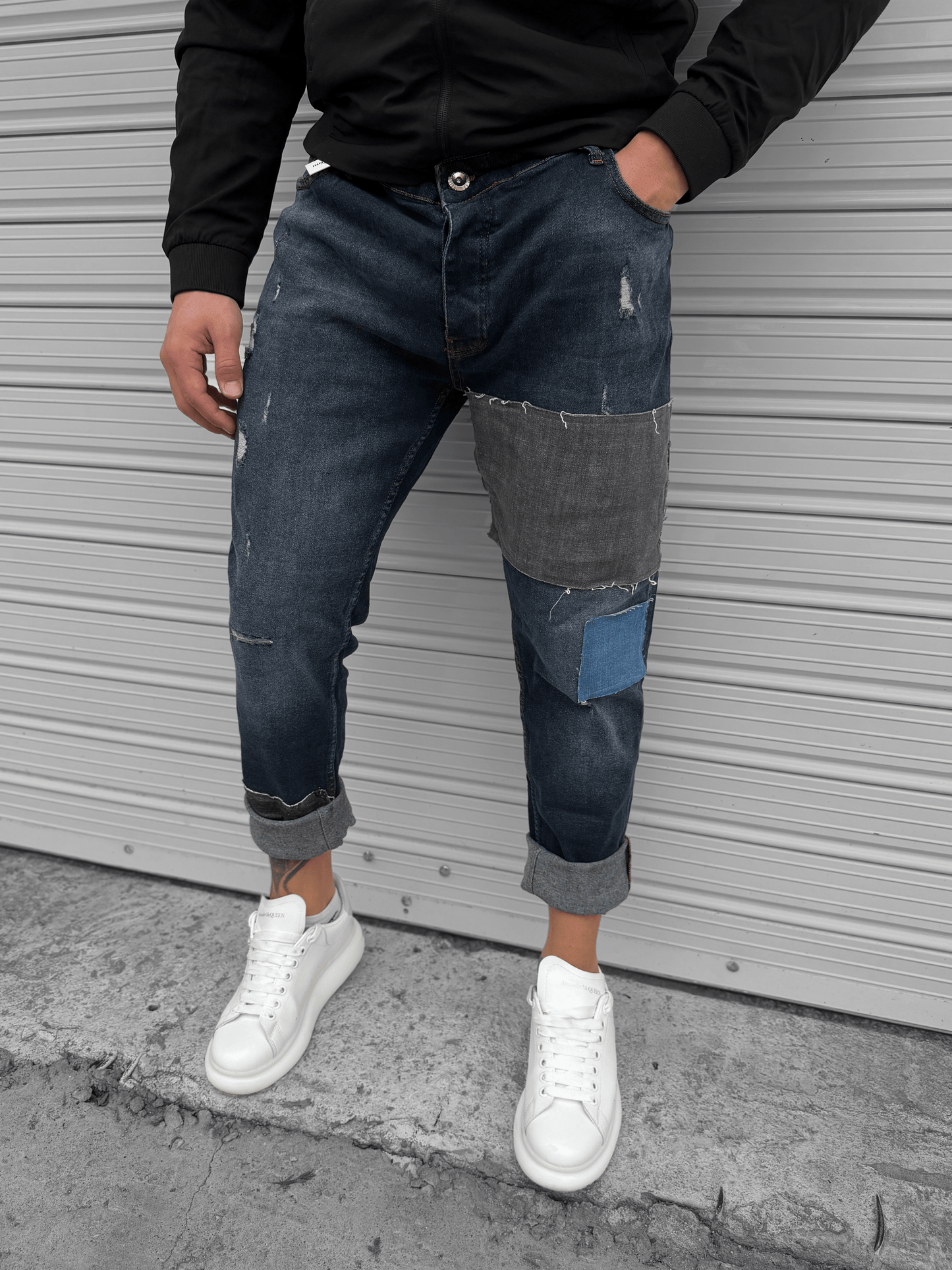 Дълги Дънки с Кръпки "𝐁𝐋𝐔𝐄 𝐏𝐀𝐓𝐂𝐇"