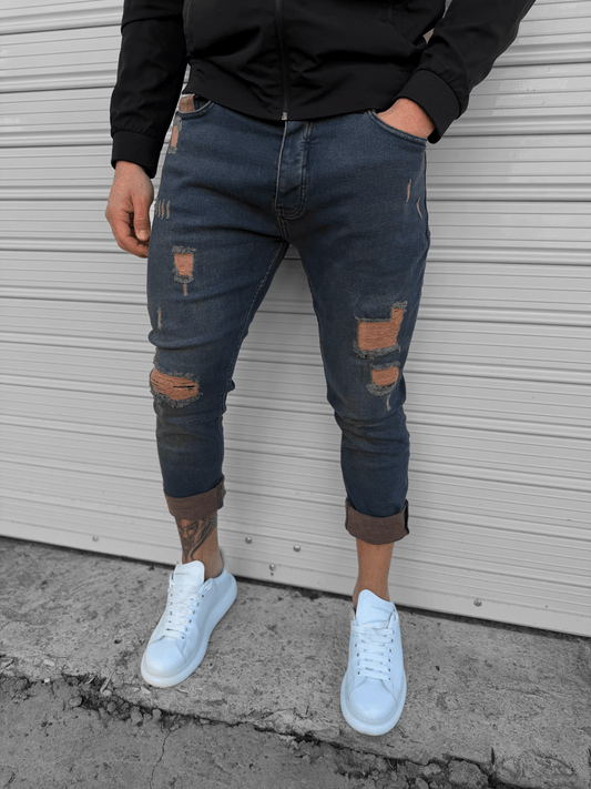 Сини Дънки с Кафяво "𝐒𝐓𝐄𝐄𝐋"