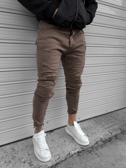 Кафяви дънки с кръпки "𝐕𝐈𝐍𝐓𝐀𝐆𝐄 𝐁𝐑𝐎𝐖𝐍"